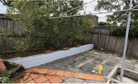 Overgrown patio and garden bed cleared after